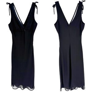 Vintage Dark Fairy Y2K 90s Flowy Babydoll Sheer Beaded Midi Dress Byer Too 11